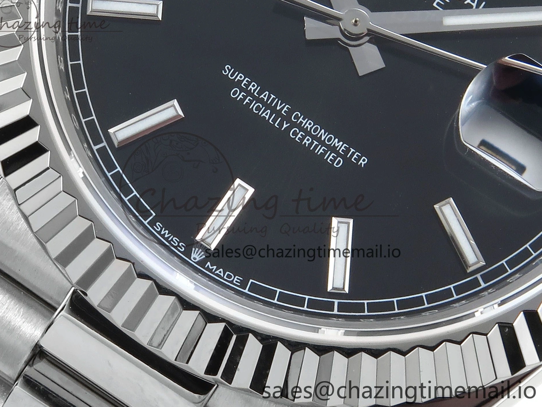 0126 Day Date 128239 36mm SS KF 1:1 Best Edition Black Dial Stick Marker On President Bracelet A2836 (Gain Weight) ZipUp 640